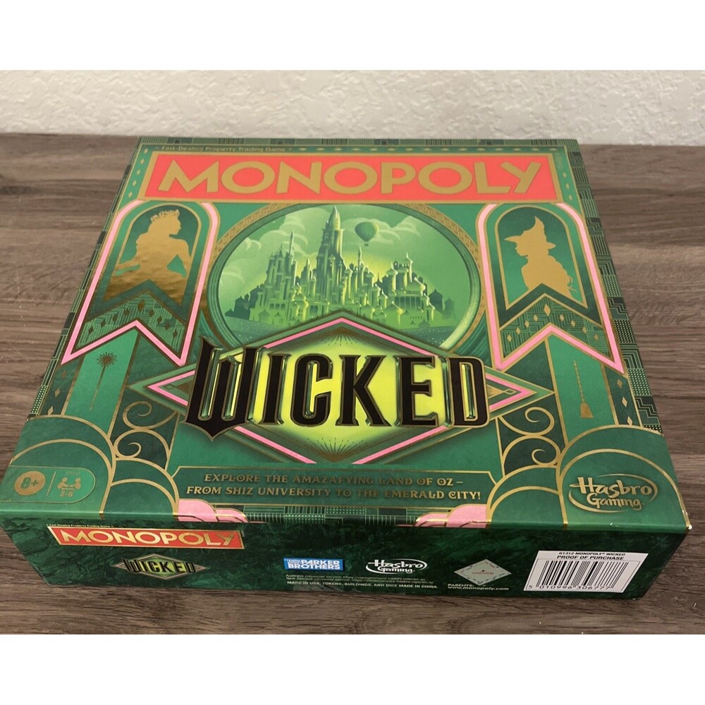 New In Box, Hasbro Gaming - Monopoly Wicked Table Top Board Game, Elphaba Glinda